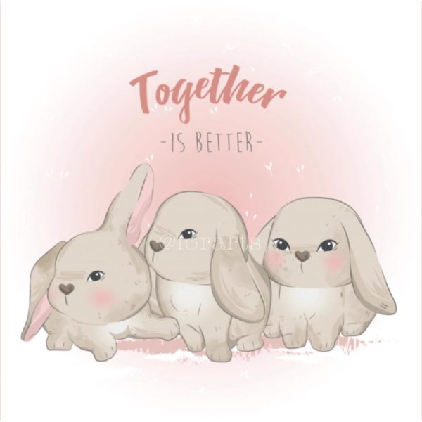 Cute Triplets Bunny Sitting Together