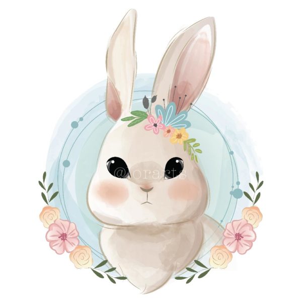 Little Bunny Portrait in Wreath