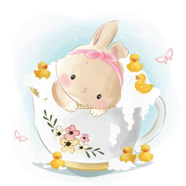 Little Bunny is Having a Bubble Bath