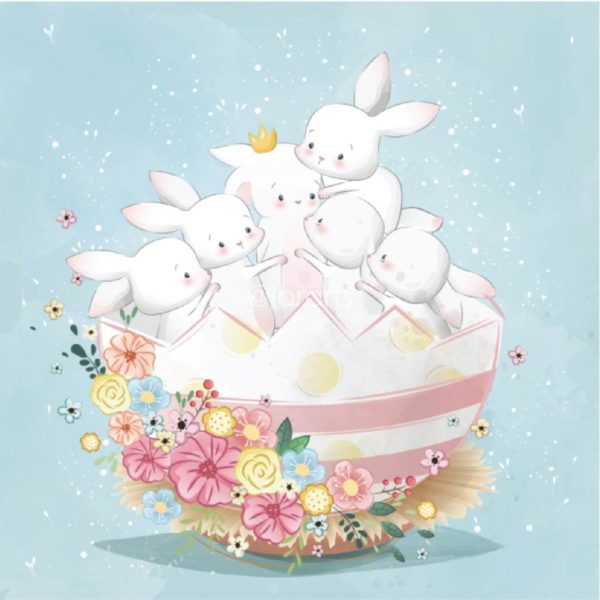 Little Bunnies Group Catching a Gift