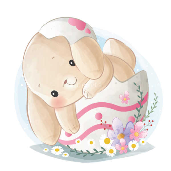 Cute Bunny in a Hatchling Egg