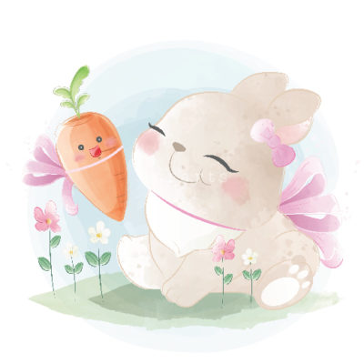 Cute Bunny with a Baby Carrot