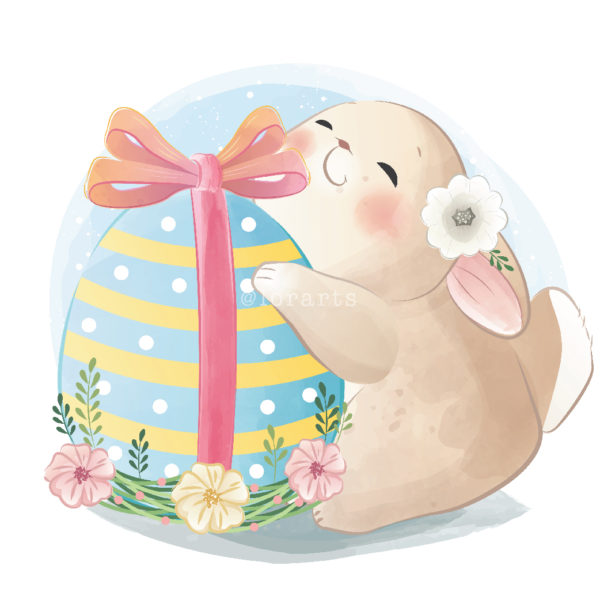 Cute Bunny Holding a Big Egg