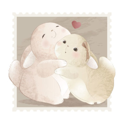 Bunny Couple Hug Each Other