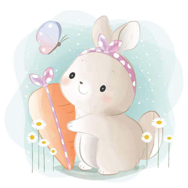 Little Bunny Holding a Carrot