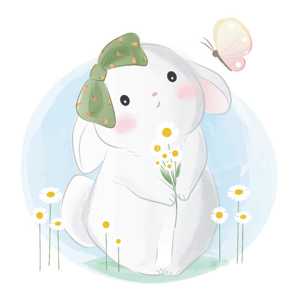 Bunny with a Big Green Bow