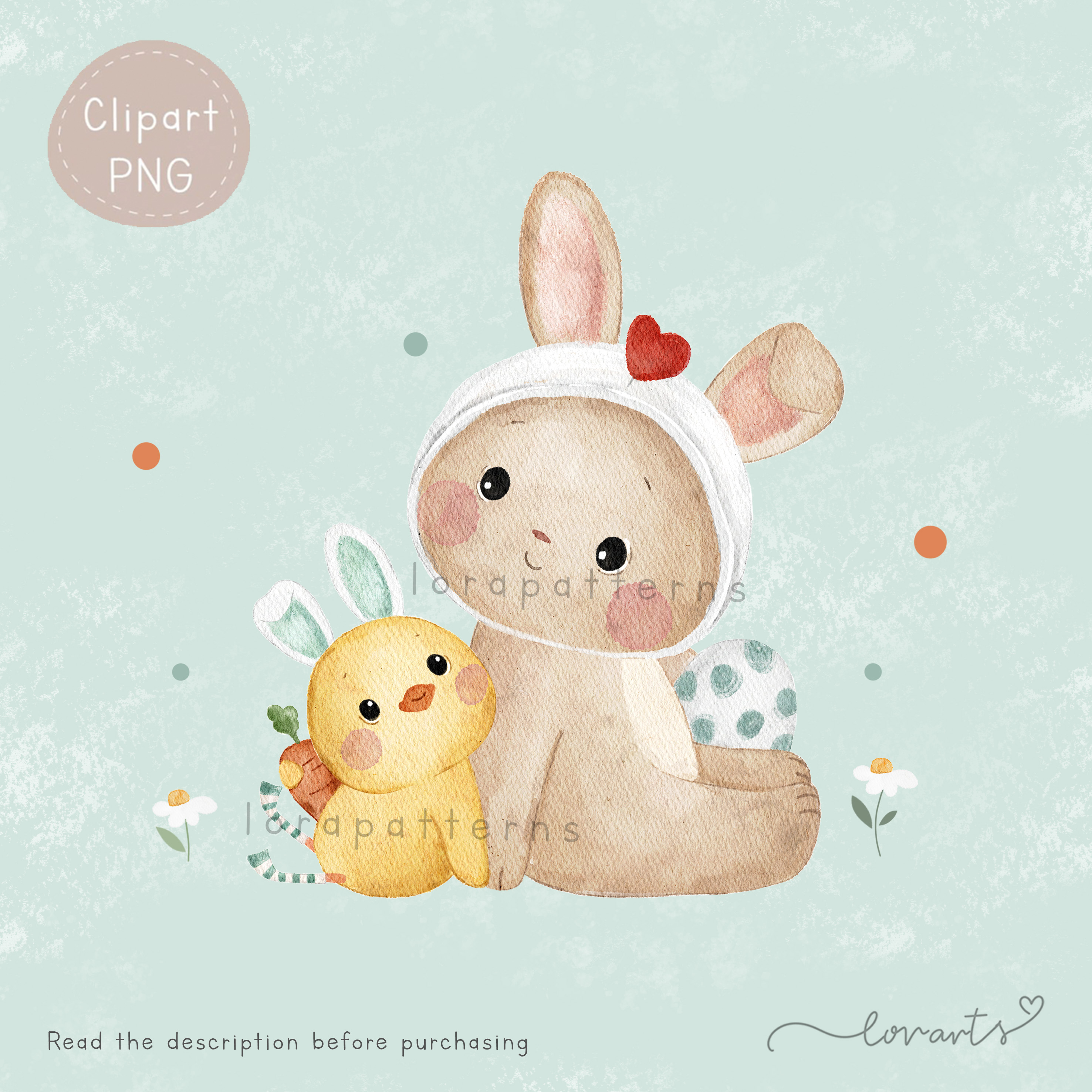 [Clipart PNG] Bunny and Chick (Easter)