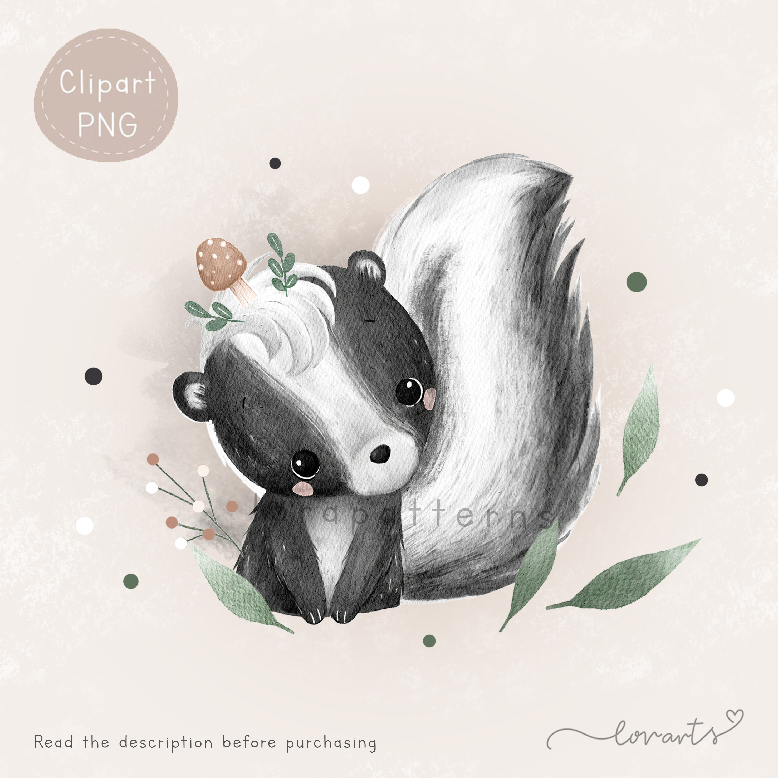 [Clipart PNG] Cute Little Skunk