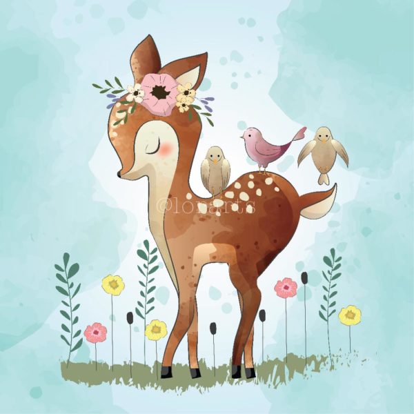 Little Deer With Birds on His Back