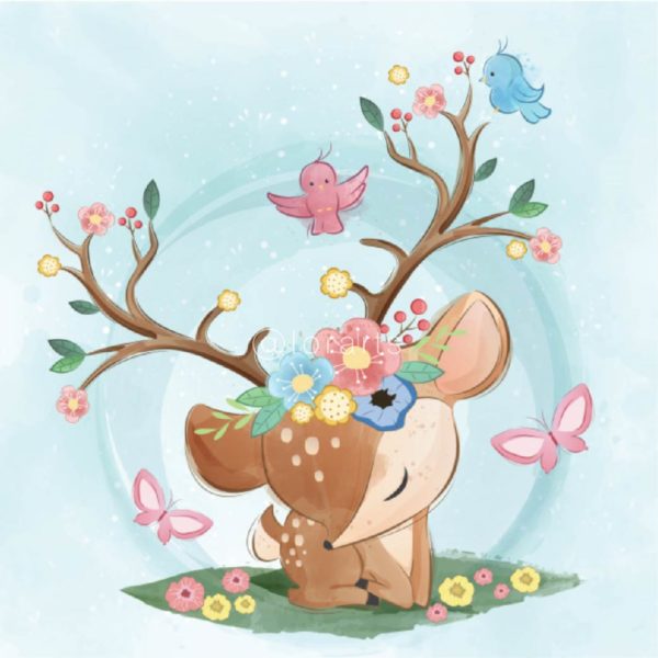 Beautiful Spring Deer with Little Birds