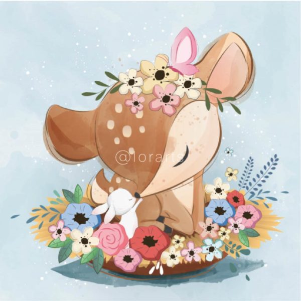 Cute Spring Deer Sitting On a Nest