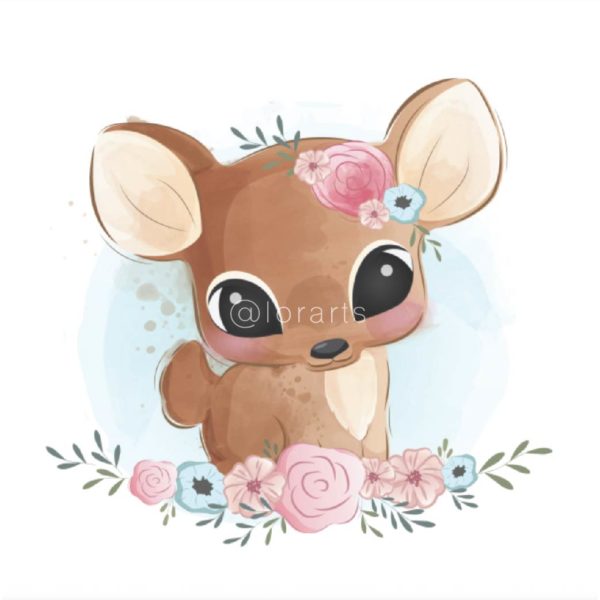 Little Deer and Flower Bush