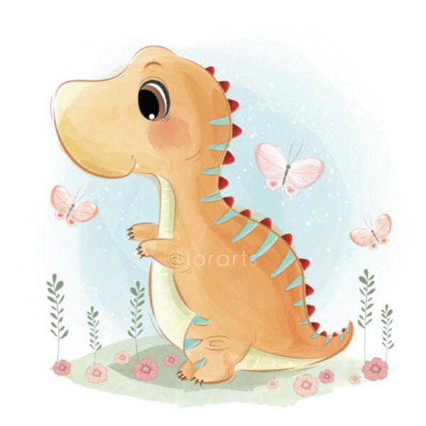 Baby Dinosaur Playing With a Butterflies