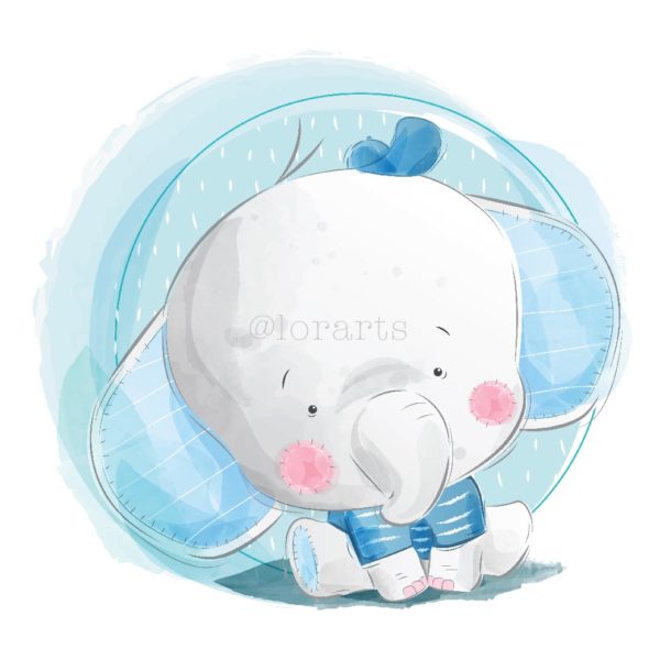 Good Elephant Wearing a Blue Hat