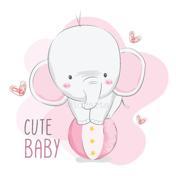 Little Circus Elephant Standing on a Ball
