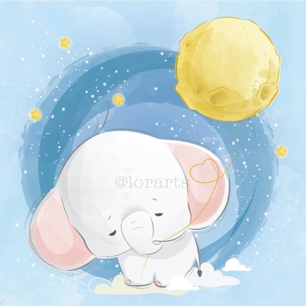 Little Elephant Pulling Down Moon