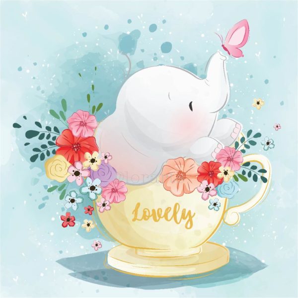 Little Elephant in the Spring Teacup