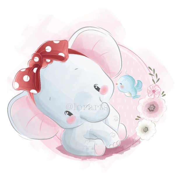 Cute Elephant Wearing a Read Headband