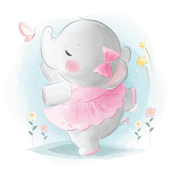 Little Elephant in Pink Ballerina Suit
