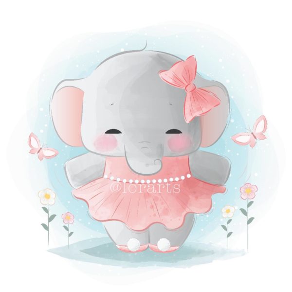 Little Elephant in Peach Ballerina Suit