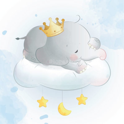 Baby Elephant Sleeping on Cloud
