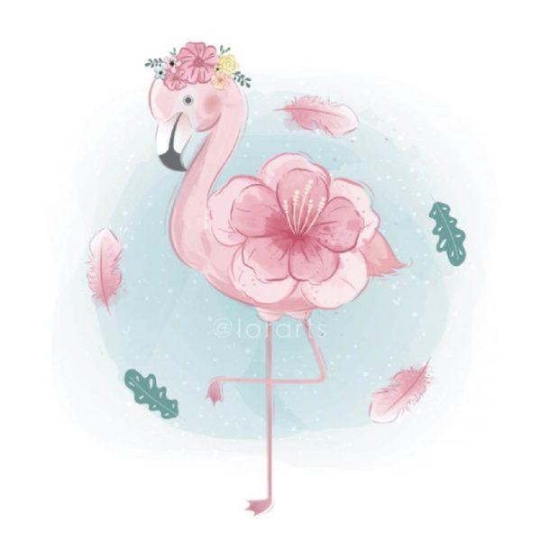 Cute Flowery Flamingo in Summer