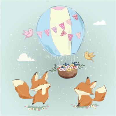 Little Foxes Releasing A Balloon