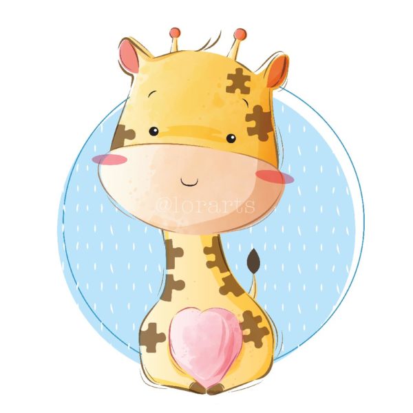Baby Giraffe in Puzzle Pattern Yellow