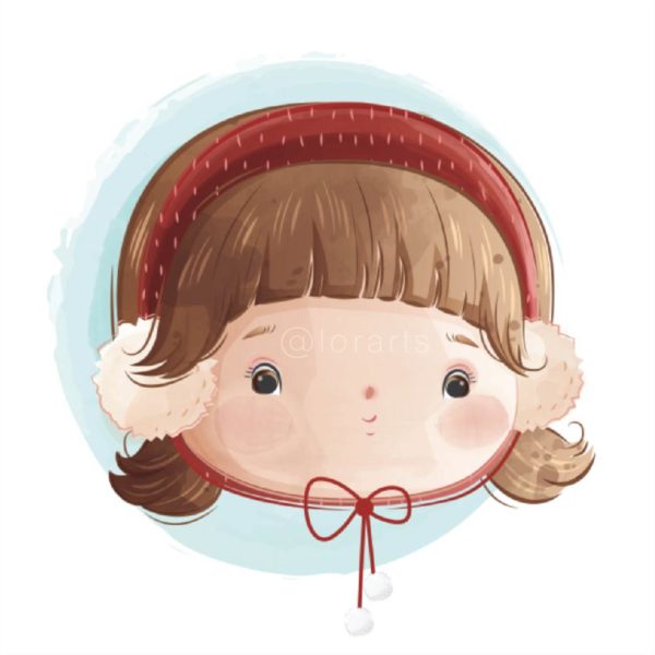 Little Girl Wearing a Read Headband
