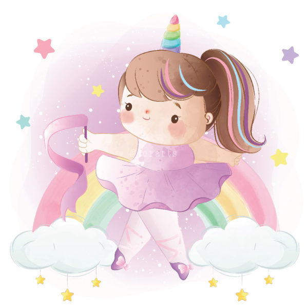 Little Ballerina in a Unicorn Dress 1
