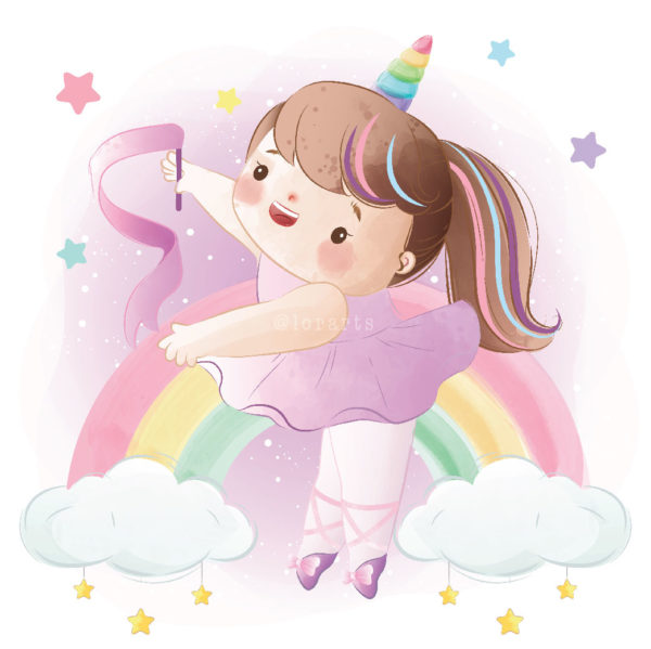 Little Ballerina in a Unicorn Dress 3