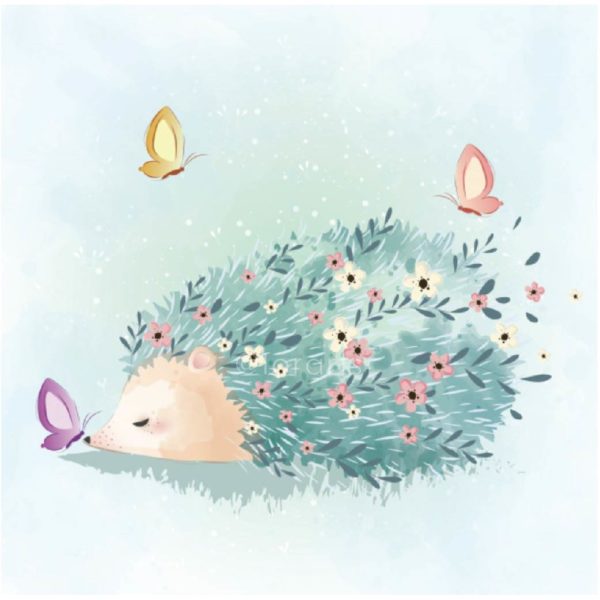 Little Hedgehog with Flowers on Its Body
