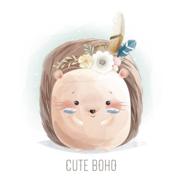 Cute Hedgehog in Boho Style
