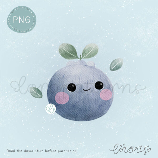 [Clipart PNG] Happy Blueberries - Image 3