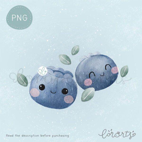 [Clipart PNG] Happy Blueberries - Image 2