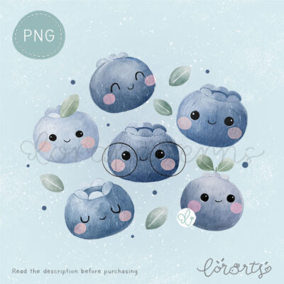 [Clipart PNG] Happy Blueberries