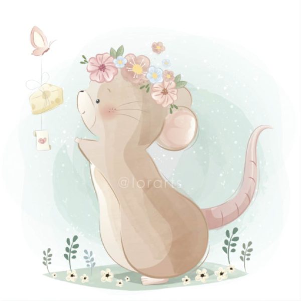 Little Mouse Chasing a Butterfly