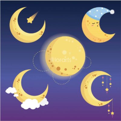 Pretty Moon in a Night Sky Collections