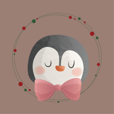 Cute Penguin in a Wreath
