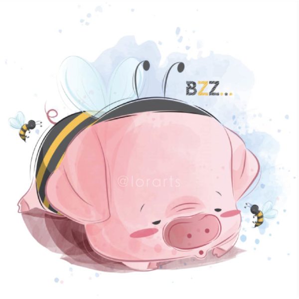 Little Pig Sleeping in Bee Costume