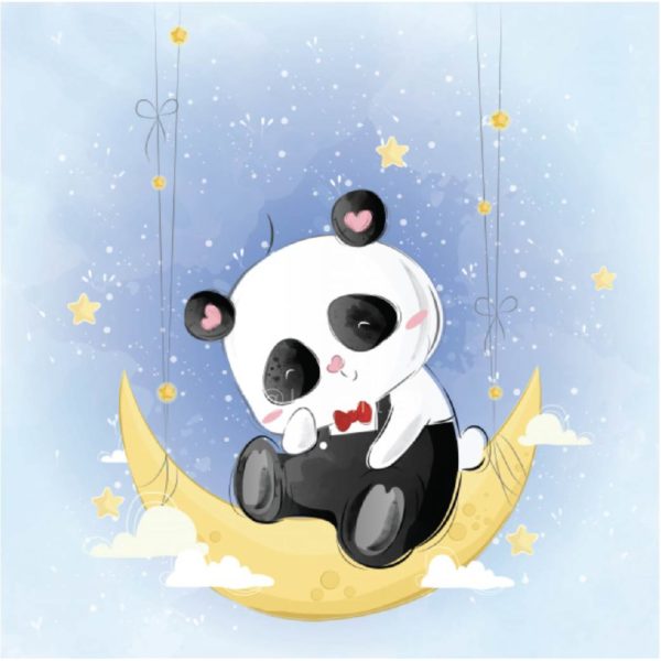 Little Panda Sitting on Moon