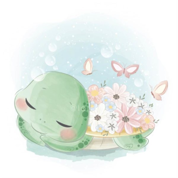 Pretty Turtle with Flowers Over Its Body 2