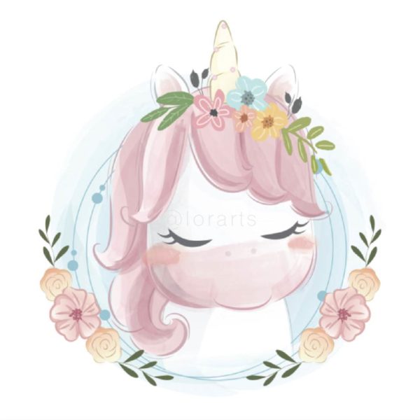 Sweet Unicorn Portrait in Wreath