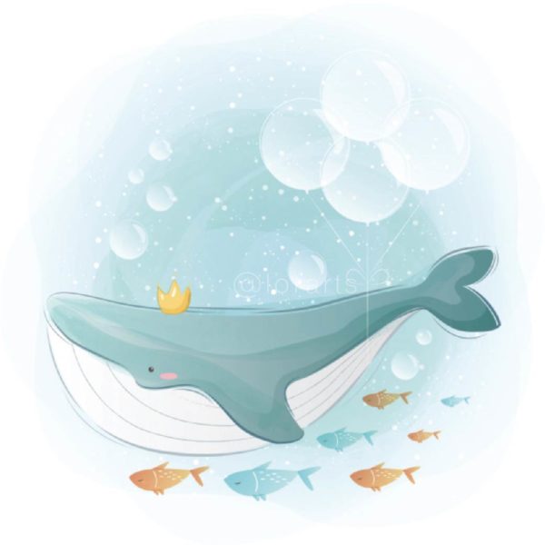 Whale Swimming with Little Fishes