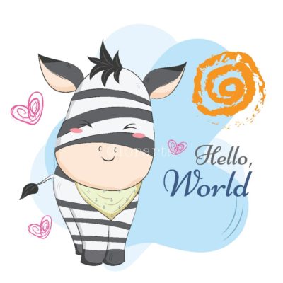 Little Happy Zebra in Black and White