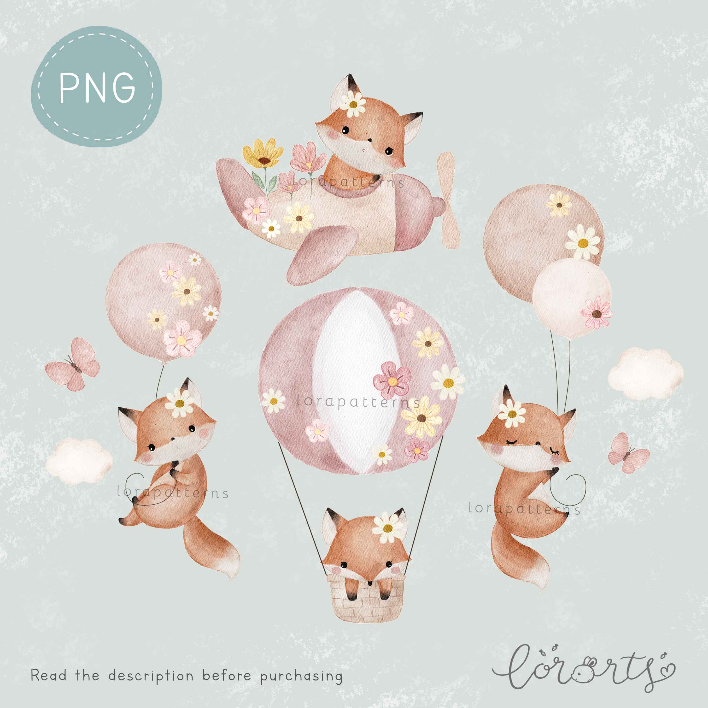 [Clipart PNG] Cute Fox's Sky Adventure