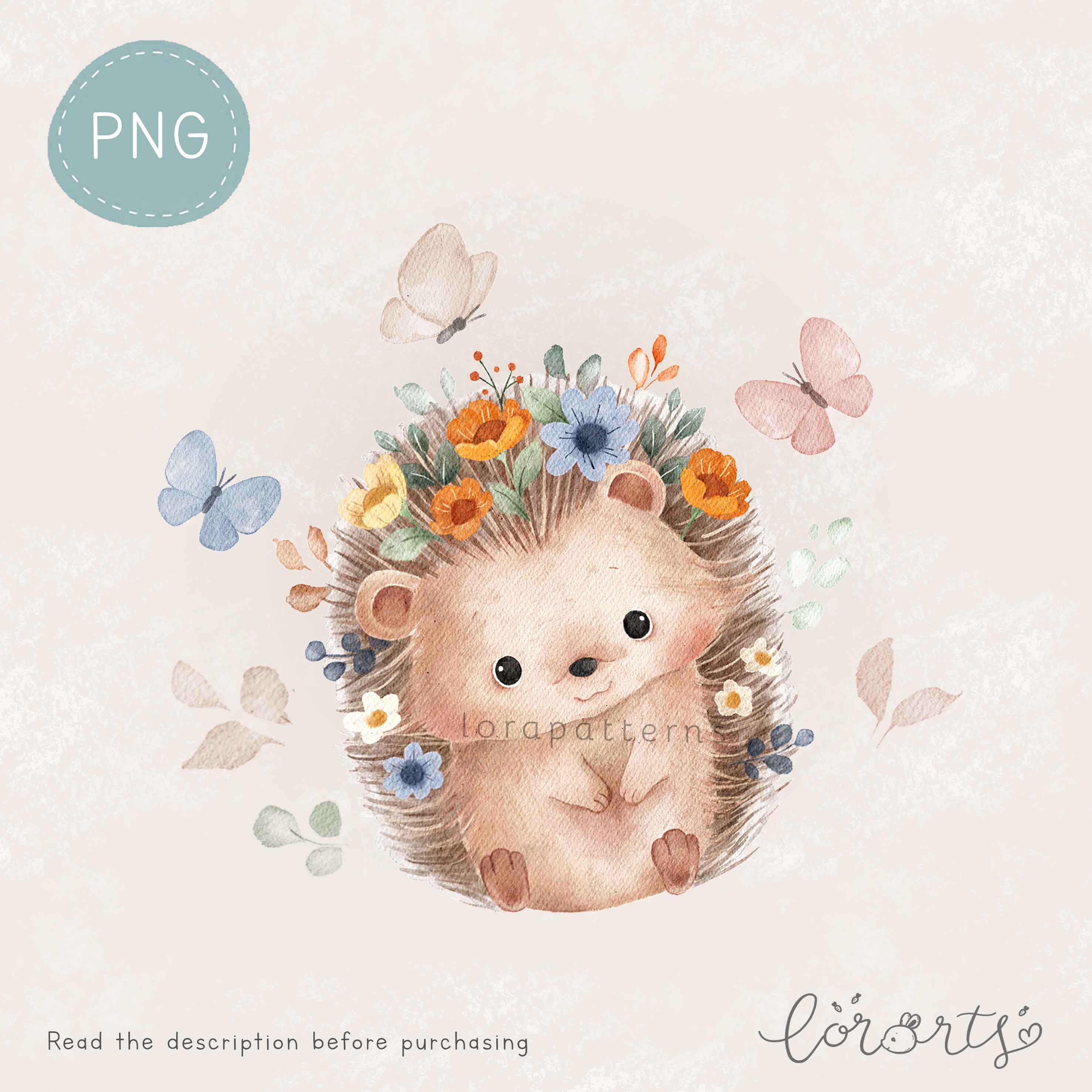 [Clipart PNG] Flowery Hedgehog