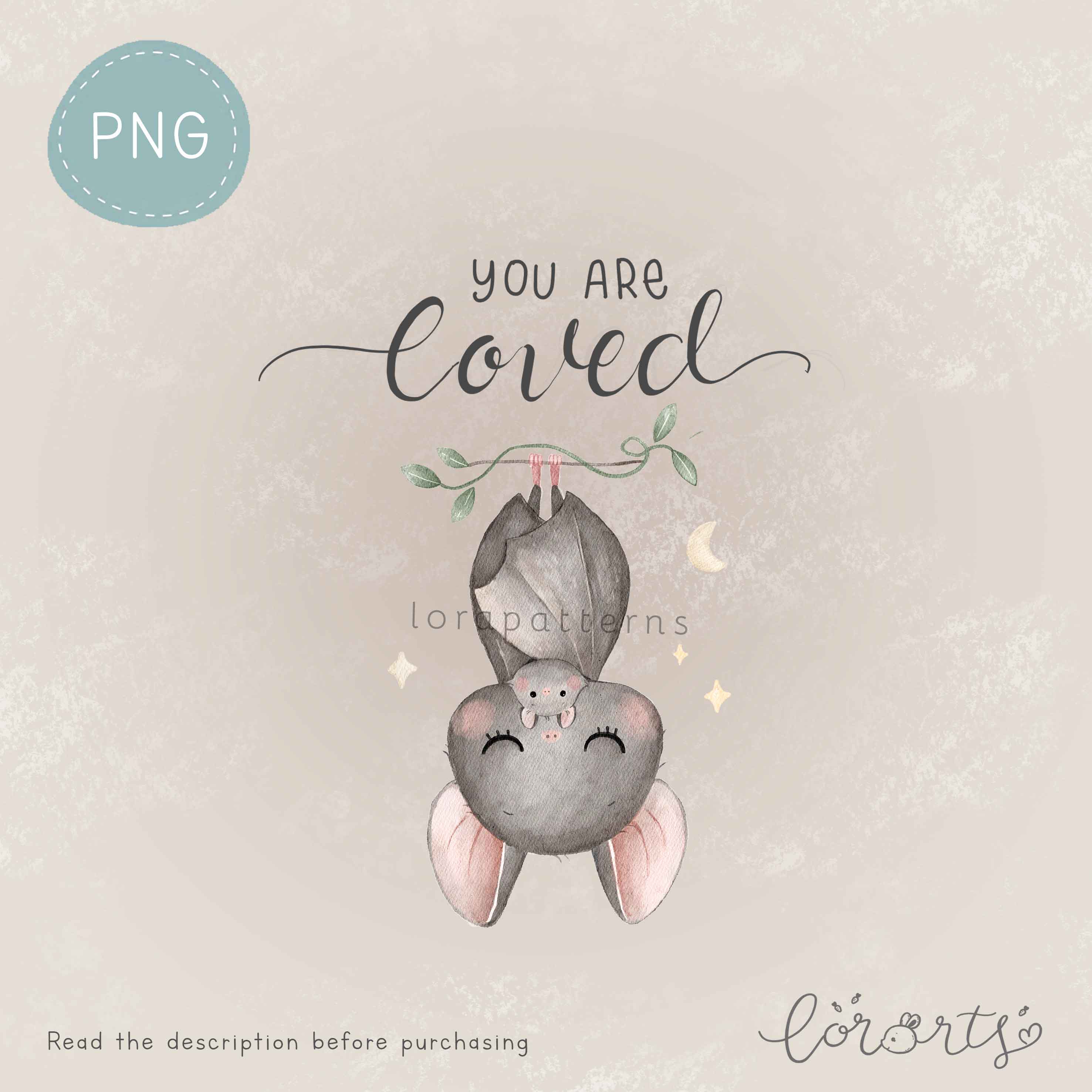 [Clipart PNG] Mommy and Baby Bat