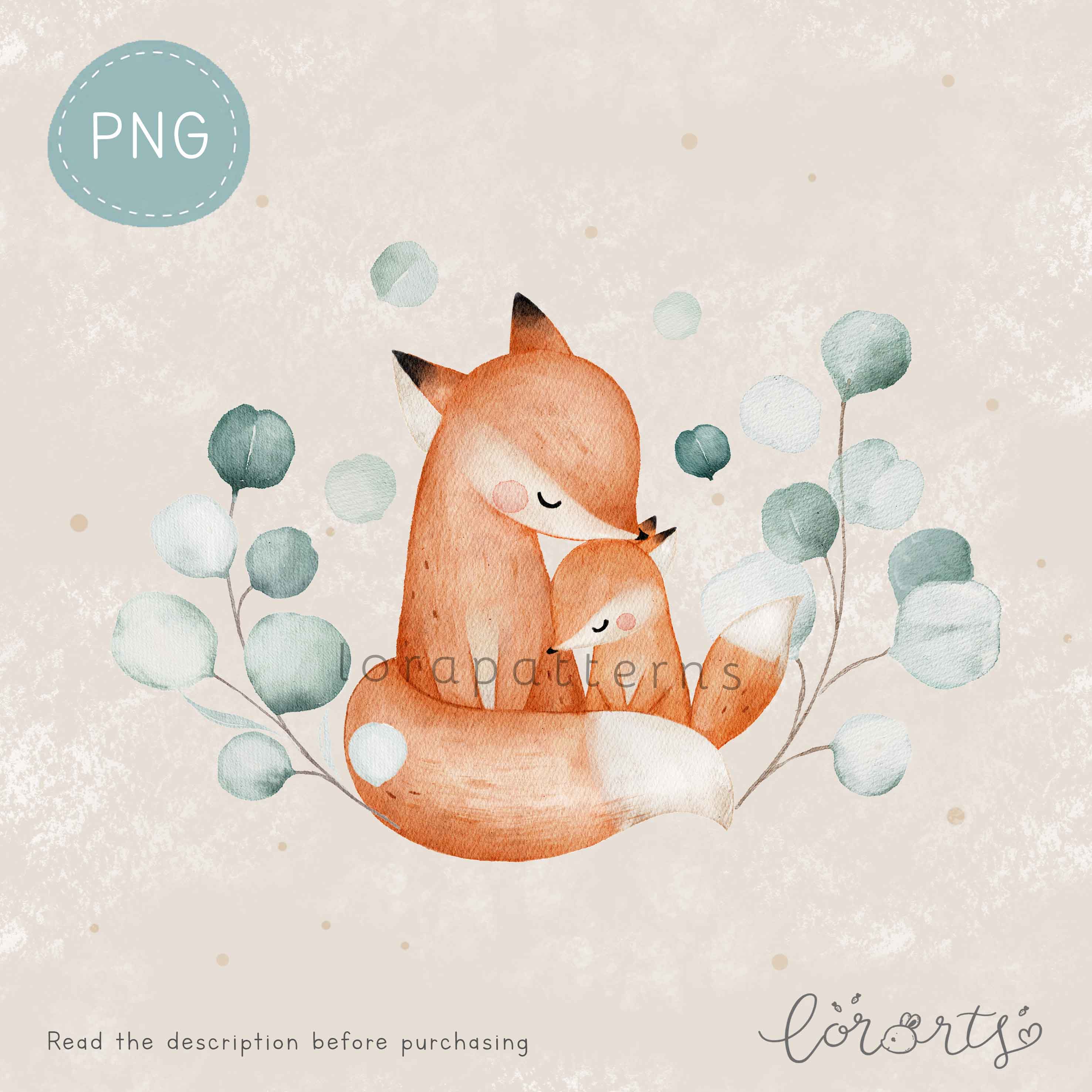 [Clipart PNG] Mommy and Baby Foxy