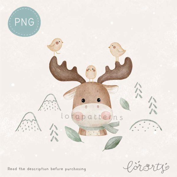 [Clipart PNG] Cute Little Moose - Image 3